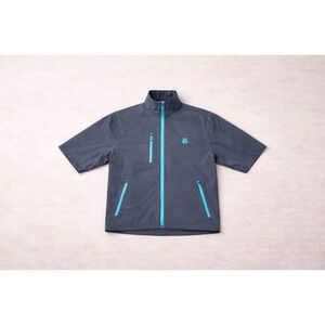 Peter Millar Element Short Sleeve Water Jacket Grey Mens M Golf Layering Tech